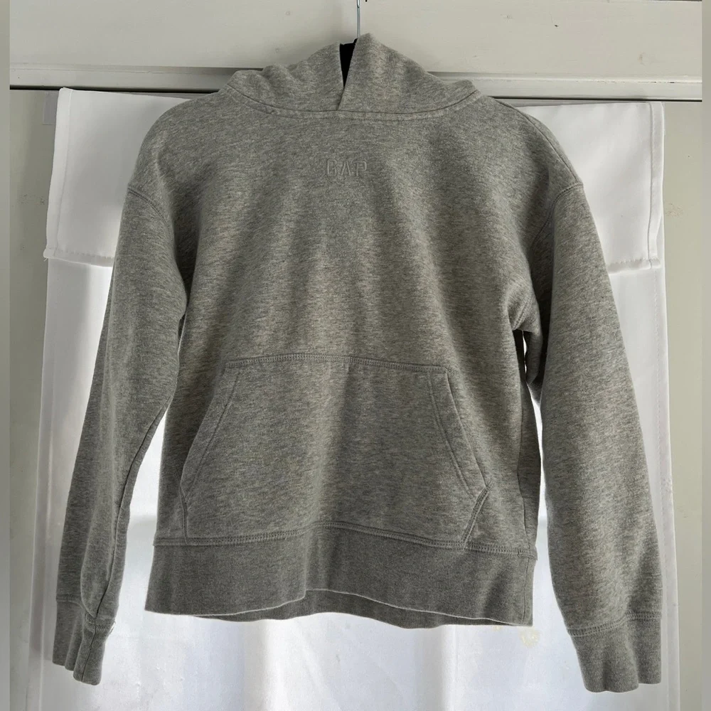 Kids Unisex Gap Logo Pullover Hoodie, Heather Gray, Size 12 XL